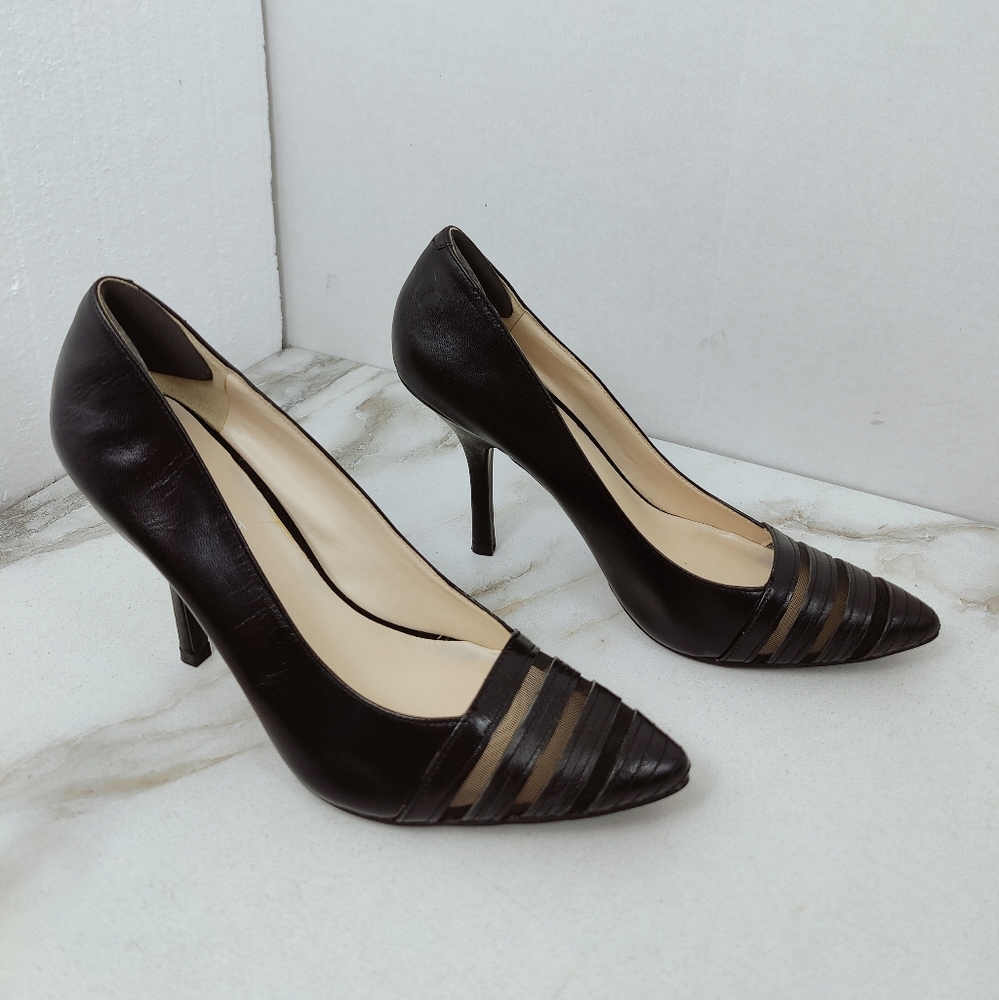 Nine West Balder Striped Mesh Toe Pumps Heels, Sz 7.5 - Picture 2 of 10